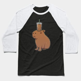 Capybara with an Iced Coffee on its head Baseball T-Shirt